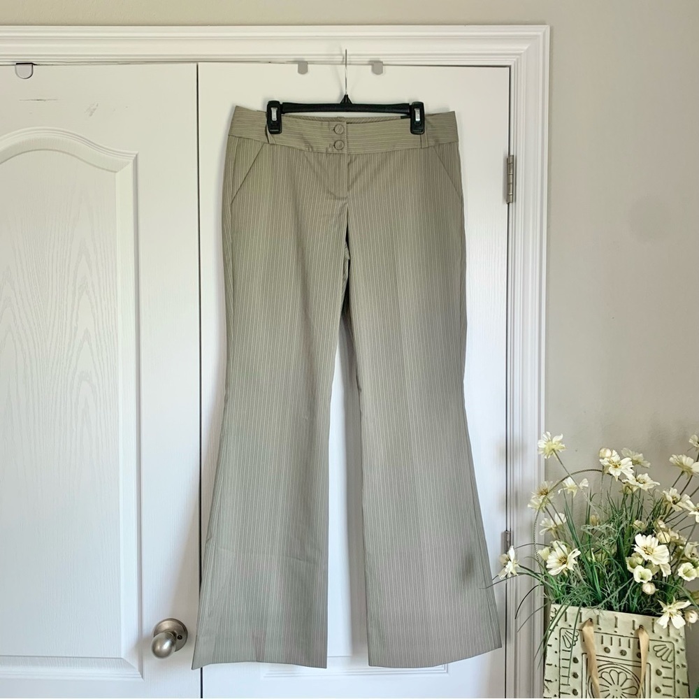 The Limited Beige Pinstripe Wide-Leg Trousers